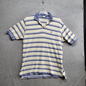 Polo Ralph Lauren Men Polo Shirt 2XL Yellow Striped Logo Embroidered Short Sleev
